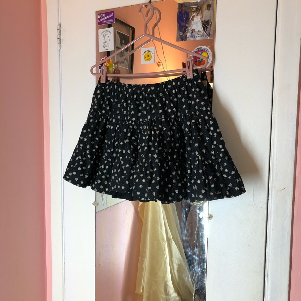 Black and White Bubble Mini Skirt with Tiered Design
